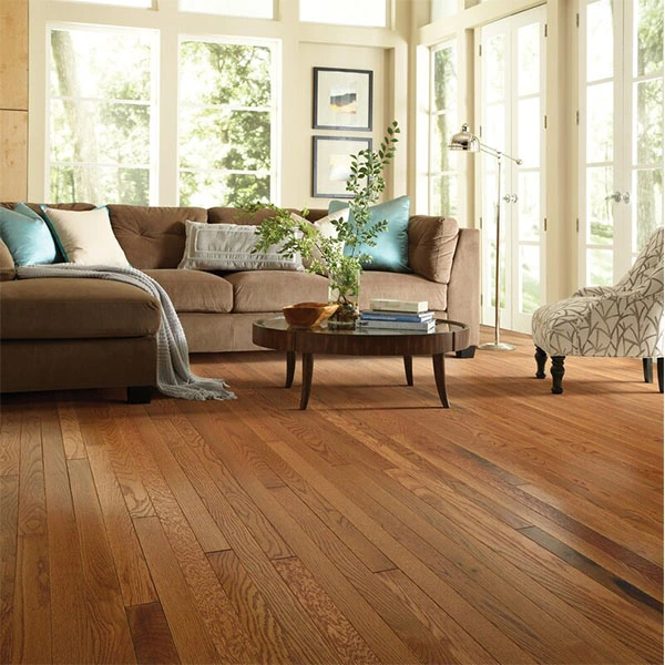 Modern living room with light oak semi solid floors