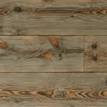 Rustic light-grey semi-solid wood flooring with prominent dark charred grain