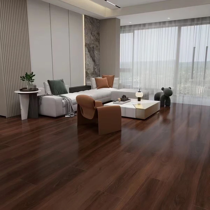 Modern living room with light oak semi solid floor